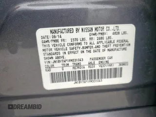 2015 Infiniti Q50 Sport with VIN JN1BV7AP1FM331043, listed as a Copart auction lot 60319895 with 150,645 mi miles and Salvage title. Bid and sale history available at DreamBid. Image 12.