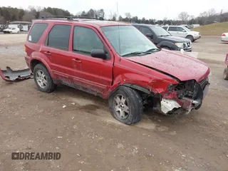 2005 Ford Escape Limited with VIN 1FMYU04155KA77626, listed as a IAAI auction lot 41368626 with 215,182 mi miles. Bid and sale history available at carsss.com. Image 1.