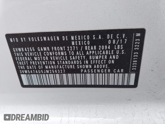 2018 Volkswagen GTI S с VIN 3VW547AU5JM256327, выставлен на аукционе IAAI как лот 41948633 с пробегом 80 006 миль миль и . История ставок и продаж доступна на DreamBid. Изображение 9.