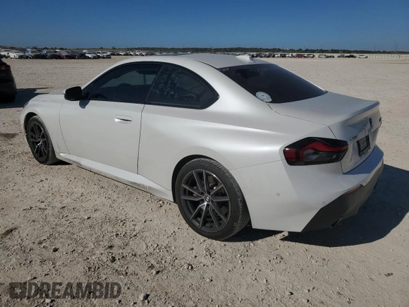 2023 BMW 2 Series 230i xDrive with VIN 3MW33CM07P8D21577, listed as a Copart auction lot 80245204 with 27,606 mi miles and Salvage Title. Bid and sale history available at carsss.com. Image 2.