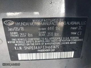 2018 Hyundai Sonata Limited with VIN 5NPE34AF3JH681475, listed as a IAAI auction lot 41762536 with 126,802 mi miles. Bid and sale history available at carsss.com. Image 9.