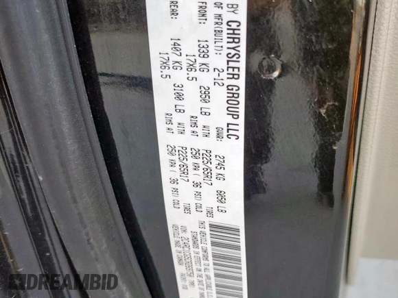 2012 Chrysler Town & Country Touring L with VIN 2C4RC1CG5CR269750, listed as a Copart auction lot 52524275 with 75,702 mi miles and Salvage Title. Bid and sale history available at DreamBid. Image 15.