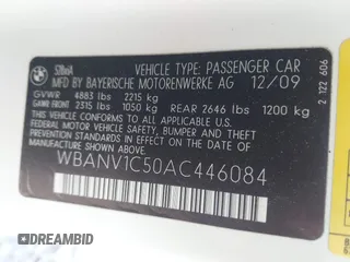 2010 BMW 5 Series 528i xDrive with VIN WBANV1C50AC446084, listed as a IAAI auction lot 41677297 with 112,854 mi miles and . Bid and sale history available at carsss.com. Image 9.