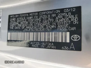 2012 Scion tC with VIN JTKJF5C74C3041767, listed as a Copart auction lot 52808475 with 158,752 mi miles and Salvage Title. Bid and sale history available at carsss.com. Image 14.