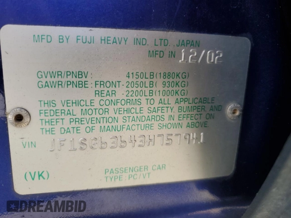 2003 Subaru Forester X with VIN JF1SG63643H757941, listed as a Copart auction lot 78464384 with 216,657 mi miles and Salvage Title. Bid and sale history available at carsss.com. Image 12.