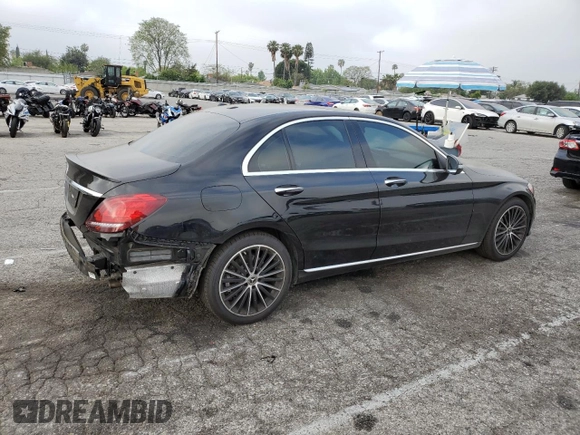 2021 Mercedes-Benz C 300 with VIN W1KWF8DB4MR610817, listed as a Copart auction lot 57913455 with 40,810 mi miles and Salvage title. Bid and sale history available at DreamBid. Image 3.