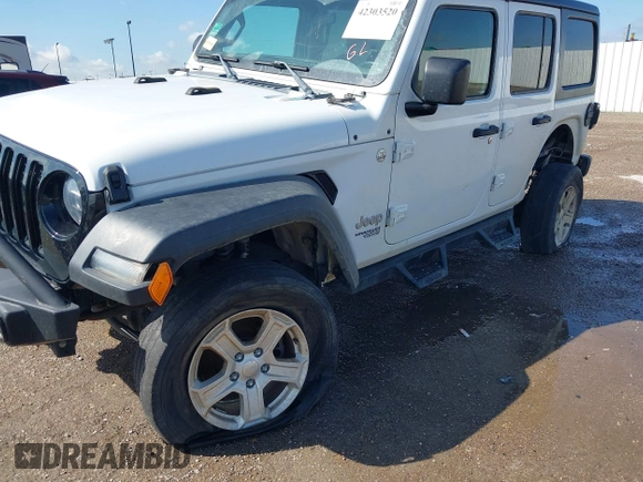 2020 Jeep Wrangler Unlimited Sport with VIN 1C4HJXDM2LW262867, listed as a IAAI auction lot 42303520 with 56,461 mi miles and . Bid and sale history available at DreamBid. Image 6.