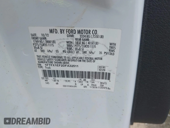 2013 Ford F-150 XL с VIN 1FTFX1EF2DFA32511, выставлен на аукционе IAAI как лот 42548852 с пробегом 119 498 миль миль и . История ставок и продаж доступна на DreamBid. Изображение 9.
