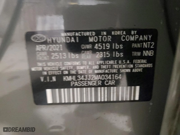 2021 Hyundai Sonata Hybrid SEL with VIN KMHL34JJ2MA034164, listed as a Copart auction lot 89325385 with 27,389 mi miles and Salvage Title. Bid and sale history available at carsss.com. Image 12.