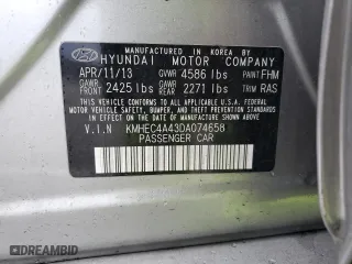 2013 Hyundai Sonata Hybrid Limited with VIN KMHEC4A43DA074658, listed as a Copart auction lot 48430575 with 116,717 mi miles and Salvage Title. Bid and sale history available at carsss.com. Image 12.