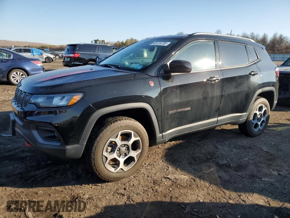2022 Jeep Compass Trailhawk with VIN 3C4NJDDB9NT202965, listed as a Copart auction lot 46124755 with 9,610 mi miles and Salvage title. Bid and sale history available at DreamBid. Image 1.