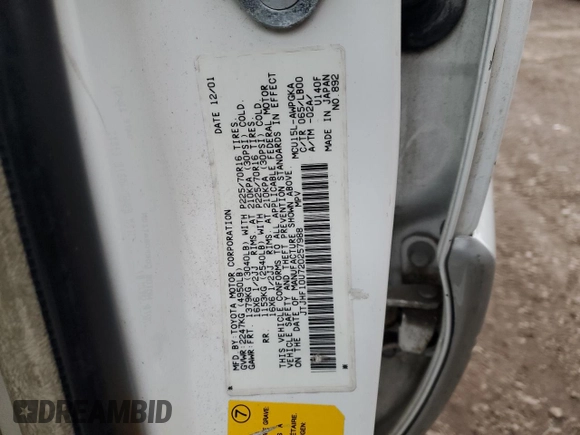2002 Lexus RX 300 z VIN JTJHF10U720257988, wystawiony jako Copart lot #49228985 z przebiegiem Nie podano mil oraz Nie do naprawy • Non repairable. Historia ofert i sprzedaży dostępna na DreamBid. Obrazek 15.