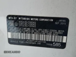 2015 Mitsubishi Lancer Evolution Final Edition with VIN JA32W7FV4FU027186, listed as a Copart auction lot 87299484 with 69,266 mi miles and Salvage Title. Bid and sale history available at carsss.com. Image 14.