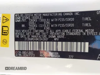 2019 Lexus RX with VIN 2T2BGMCA9KC042607, listed as a IAAI auction lot 41755003 with 91,092 mi miles. Bid and sale history available at carsss.com. Image 9.