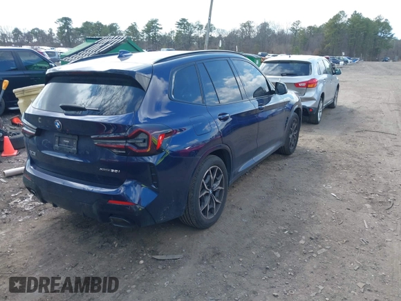 2023 BMW X3 xDrive30i with VIN 5UX53DP0XP9S17246, listed as a IAAI auction lot 41892470 with 19,332 mi miles. Bid and sale history available at carsss.com. Image 4.
