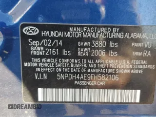 2015 Hyundai Elantra SE with VIN 5NPDH4AE9FH582106, listed as a Copart auction lot 76104884 with 89,183 mi miles and Salvage Title. Bid and sale history available at carsss.com. Image 14.