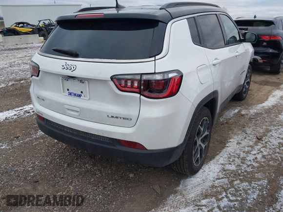 2024 Jeep Compass Limited с VIN 3C4NJDCN2RT103258, выставлен на аукционе IAAI как лот 41246086 с пробегом 3 792 миль миль и . История ставок и продаж доступна на DreamBid. Изображение 4.