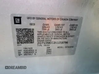 2019 GMC Sierra 1500 Limited SLE with VIN 2GTV2MEC2K1218796, listed as a Copart auction lot 87102594 with 69,667 mi miles and Salvage Title. Bid and sale history available at carsss.com. Image 12.