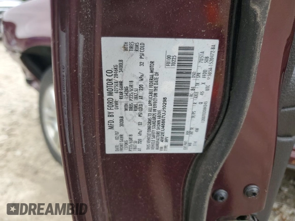 2007 Mercury Mountaineer Premier z VIN 4M2EU48867UJ10298, wystawiony jako Copart lot #63574975 z przebiegiem Nie podano mil oraz Czysty tytuł • Clean title. Historia ofert i sprzedaży dostępna na DreamBid. Obrazek 13.