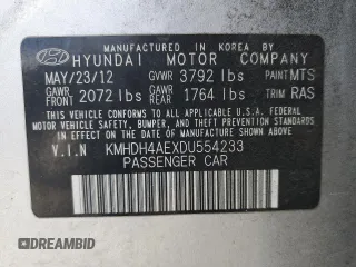 2013 Hyundai Elantra Limited with VIN KMHDH4AEXDU554233, listed as a Copart auction lot 56583285 with 183,759 mi miles and Clean Title. Bid and sale history available at DreamBid. Image 12.