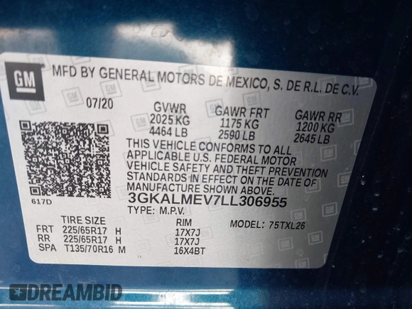 2020 GMC Terrain SLE z VIN 3GKALMEV7LL306955, wystawiony jako IAAI lot #41784289 z przebiegiem 48 856 mil mil oraz . Historia ofert i sprzedaży dostępna na DreamBid. Obrazek 9.
