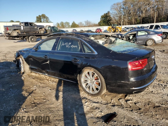 2013 Audi A8 L 4.0L with VIN WAUR2AFD0DN016089, listed as a Copart auction lot 86734844 with 0 mi miles and Salvage Title. Bid and sale history available at carsss.com. Image 2.