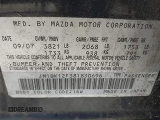 2008 Mazda 3 Sport with VIN JM1BK12F381830696, listed as a IAAI auction lot 42104661 with 156,228 mi miles and . Bid and sale history available at DreamBid. Image 9.