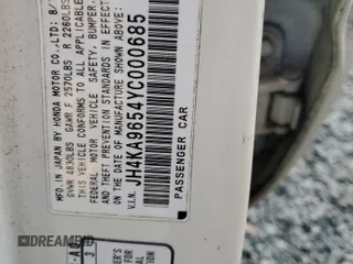 2000 Acura RL with VIN JH4KA9654YC000685, listed as a Copart auction lot 73986054 with 0 mi miles and Salvage Title. Bid and sale history available at carsss.com. Image 13.