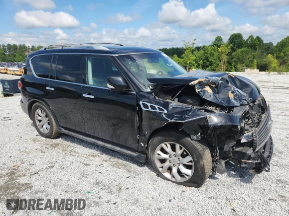 2014 Infiniti QX80 with VIN JN8AZ2NF0E9554617, listed as a Copart auction lot 61497525 with 209,942 mi miles and Salvage title. Bid and sale history available at DreamBid. Image 4.