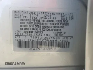 2019 Nissan Sentra S with VIN 3N1AB7AP1KY247638, listed as a Copart auction lot 88801945 with 68,912 mi miles and Salvage Title. Bid and sale history available at carsss.com. Image 15.