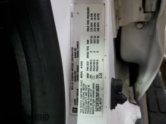 2008 Hummer H3 SUV with VIN 5GTEN13E288136351, listed as a Copart auction lot 42146555 with 164,886 mi miles and Salvage Title. Bid and sale history available at carsss.com. Image 14.