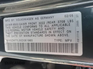 2005 Volkswagen Touareg 4.2L V8 z VIN WVGZM77L55D061960, wystawiony jako Copart lot #75717614 z przebiegiem 188 101 mil mil oraz Szkoda całkowita • Salvage title. Historia ofert i sprzedaży dostępna na DreamBid. Obrazek 13.
