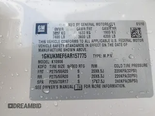 2010 GMC Yukon XL Denali with VIN 1GKUKMEF6AR157775, listed as a IAAI auction lot 41521509 with 201,836 mi miles. Bid and sale history available at carsss.com. Image 9.