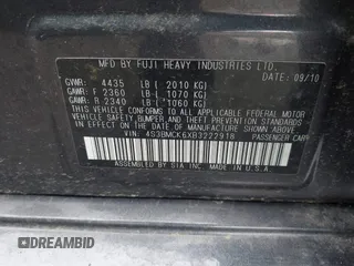 2011 Subaru Legacy Limited Power Moon с VIN 4S3BMCK6XB3222918, выставлен на аукционе IAAI как лот 42157755 с пробегом 83 083 миль миль и . История ставок и продаж доступна на DreamBid. Изображение 9.