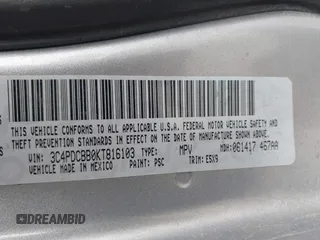 2019 Dodge Journey SE with VIN 3C4PDCBB0KT816103, listed as a IAAI auction lot 41640272 with 118,310 mi miles and . Bid and sale history available at DreamBid. Image 9.