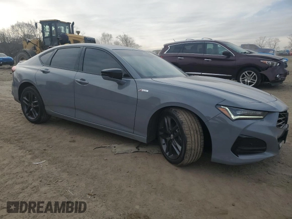 2025 Acura TLX w/A-Spec Package with VIN 19UUB6F56SA000665, listed as a Copart auction lot 45794825 with 2,885 mi miles and Salvage Title. Bid and sale history available at DreamBid. Image 4.