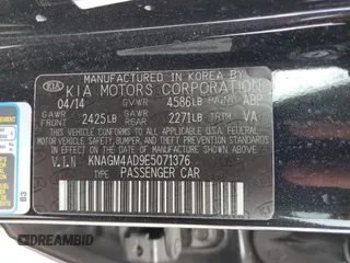 2014 Kia Optima Hybrid LX with VIN KNAGM4AD9E5071376, listed as a Copart auction lot 61127434 with 124,786 mi miles and Clean Title. Bid and sale history available at carsss.com. Image 12.