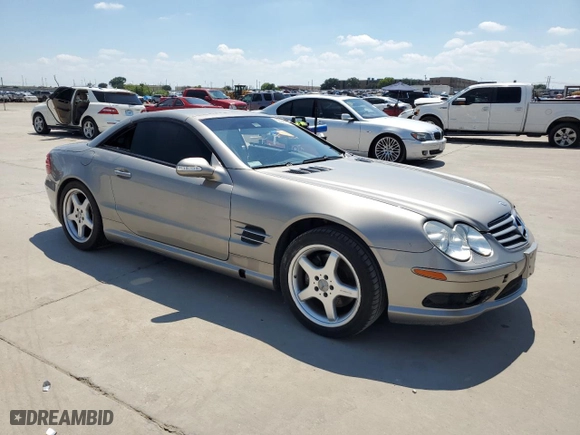 2003 Mercedes-Benz SL-Class with VIN WDBSK75F53F055343, listed as a Copart auction lot 59040214 with 107,014 mi miles and Salvage Title. Bid and sale history available at carsss.com. Image 4.