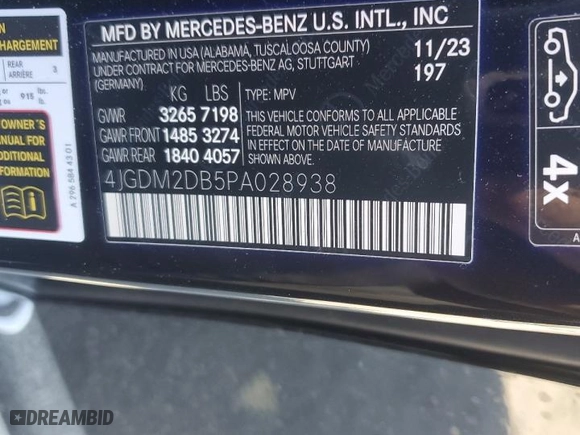 2023 Mercedes-Benz EQS with VIN 4JGDM2DB5PA028938, listed as a Copart auction lot 77474564 with NaN miles and Salvage Title. Bid and sale history available at carsss.com. Image 15.