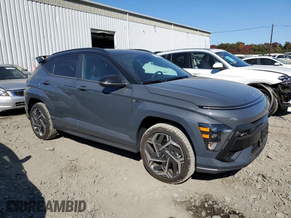 2024 Hyundai Kona N Line with VIN KM8HACA3XRU069998, listed as a Copart auction lot 77043434 with 5,459 mi miles and Salvage Title. Bid and sale history available at DreamBid. Image 4.