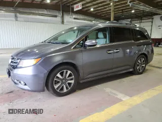 2015 Honda Odyssey Touring Elite with VIN 5FNRL5H99FB087776, listed as a Copart auction lot 63135745 with 80,134 mi miles and Salvage title. Bid and sale history available at DreamBid. Image 1.