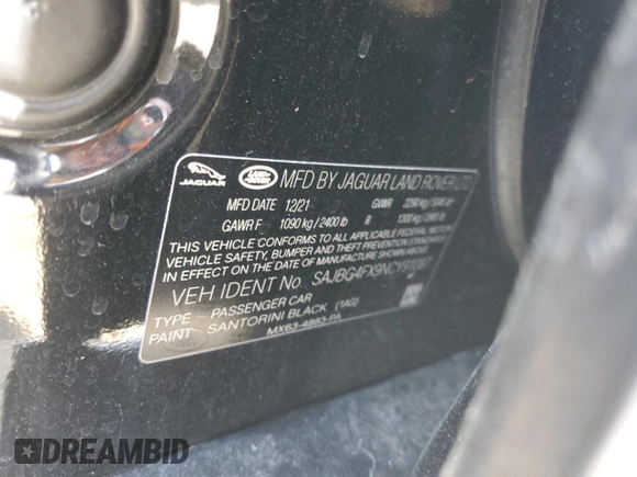 2022 Jaguar XF SE with VIN SAJBG4FX9NCY91087, listed as a Copart auction lot 64618254 with 28,742 mi miles and Salvage Title. Bid and sale history available at carsss.com. Image 15.