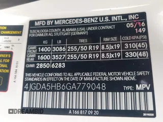 2016 Mercedes-Benz GLE 350 with VIN 4JGDA5HB6GA779048, listed as a IAAI auction lot 42083192 with 95,840 mi miles and . Bid and sale history available at DreamBid. Image 9.