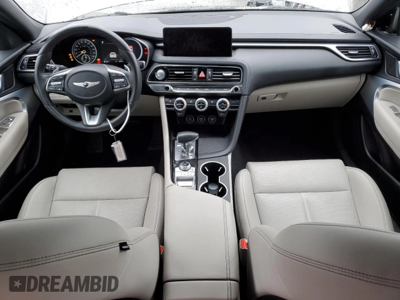 2023 Genesis G70 2.0T with VIN KMTG34TA5PU129311, listed as a Copart auction lot 43329385 with 34,917 mi miles and Non Repairable. Bid and sale history available at DreamBid. Image 8.
