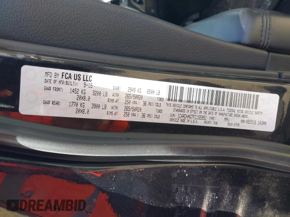 2015 Dodge Durango SXT with VIN 1C4RDHAG7FC155951, listed as a IAAI auction lot 41710153 with 180,519 mi miles and . Bid and sale history available at DreamBid. Image 9.