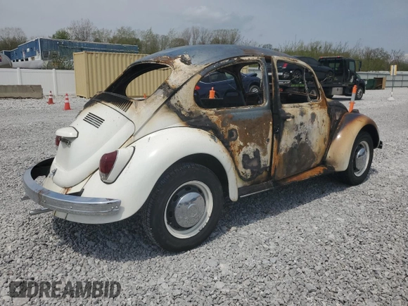 1969 Volkswagen Beetle with VIN 119235264, listed as a Copart auction lot 55211595 with Not Provided miles and Salvage Title. Bid and sale history available at DreamBid. Image 3.