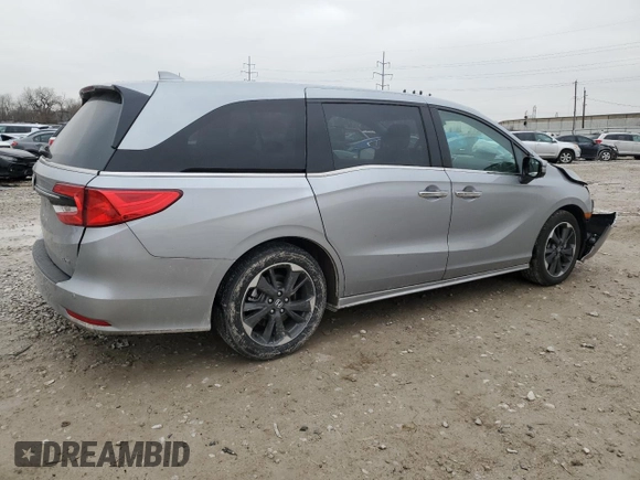 2024 Honda Odyssey Elite with VIN 5FNRL6H99RB036997, listed as a Copart auction lot 85780134 with 6,813 mi miles and Salvage Title. Bid and sale history available at carsss.com. Image 3.