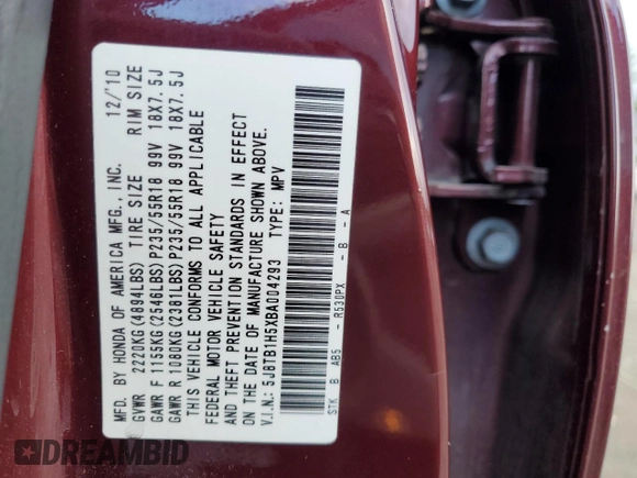 2011 Acura RDX Technology z VIN 5J8TB1H5XBA004293, wystawiony jako Copart lot #57555555 z przebiegiem 139 686 mil mil oraz Szkoda całkowita • Salvage title. Historia ofert i sprzedaży dostępna na DreamBid. Obrazek 13.