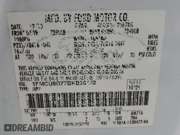 2011 Ford Escape XLT z VIN 1FMCU9D77BKB26159, wystawiony jako Copart lot #59211745 z przebiegiem 252 374 mil mil oraz Szkoda całkowita • Salvage title. Historia ofert i sprzedaży dostępna na DreamBid. Obrazek 13.