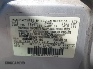 2012 Nissan Sentra SR with VIN 3N1AB6AP8CL611613, listed as a IAAI auction lot 41608980 with 120,741 mi miles and . Bid and sale history available at DreamBid. Image 9.